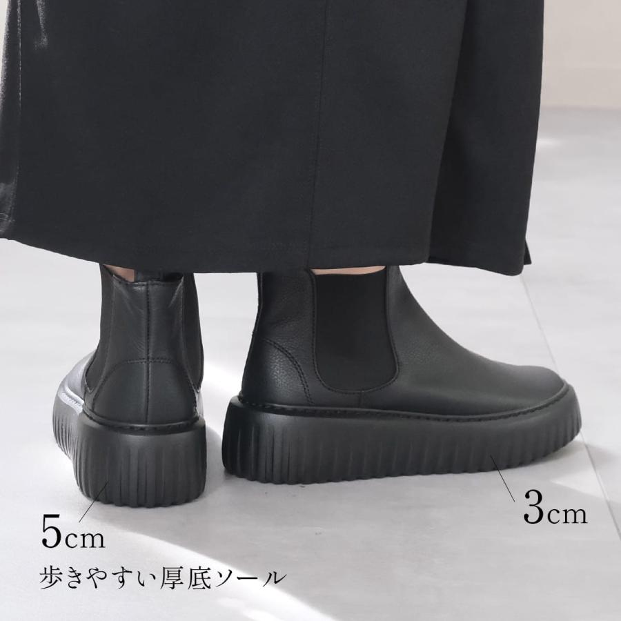 ショートブーツ 本革 レディース 厚底 日本製 フラット 歩きやすい