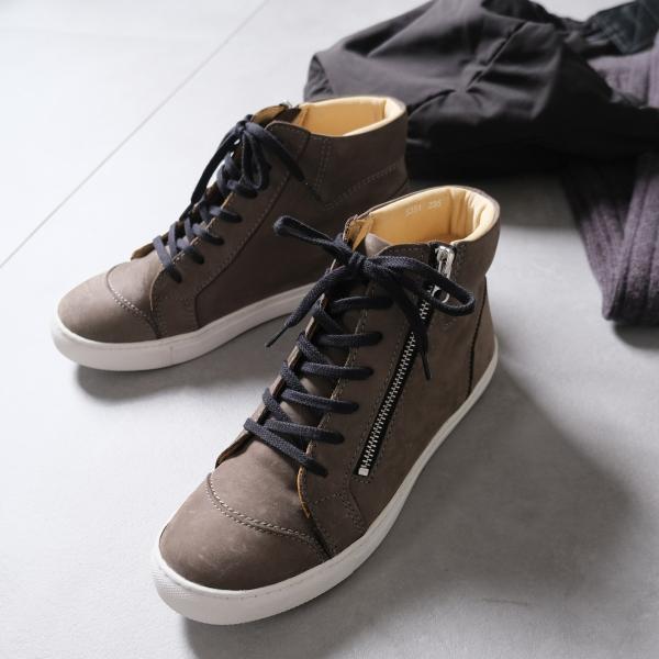 スニーカー 本革 レディース ハイカット 歩きやすい ショートブーツ