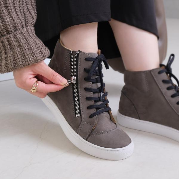 スニーカー 本革 レディース ハイカット 歩きやすい ショートブーツ