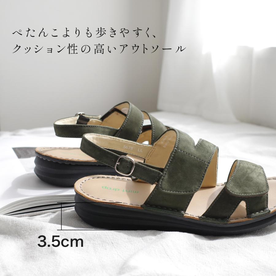 サンダル レディース 軽い ローヒール 本革 歩きやすい 軽量 痛くない