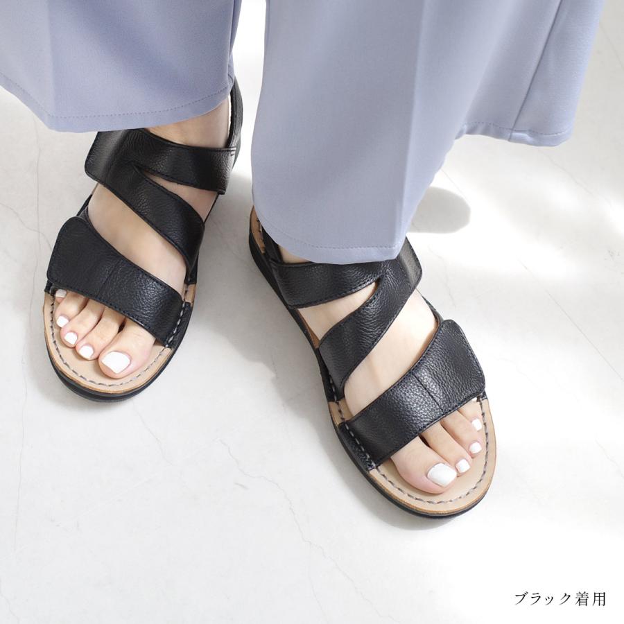 サンダル レディース 軽い ローヒール 本革 歩きやすい 軽量 痛くない