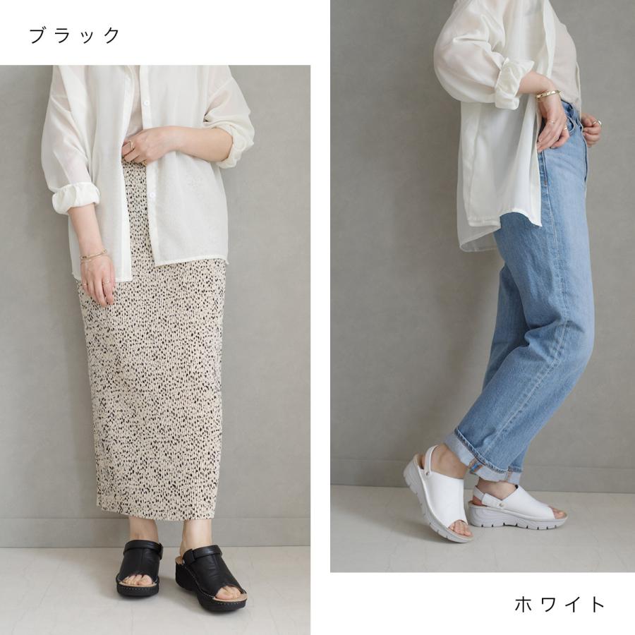 サンダル 本革 厚底 レディース サボ ウェッジソール ミュール 軽量