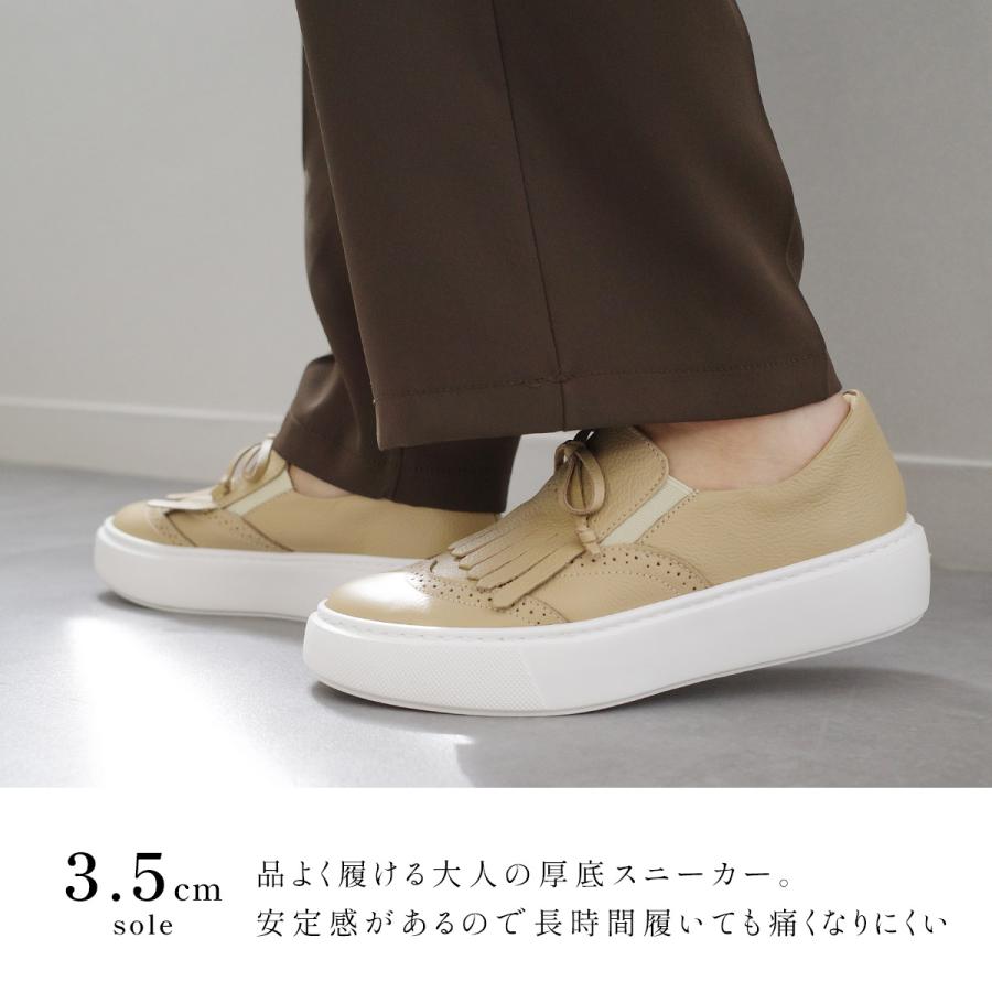 スリッポン スニーカー 本革 レディース 日本製 履きやすい 痛くない 歩きやすい 牛革 ローカット おしゃれ 幅広 柔らかい 3E レザー ポインター amiami エディの画像