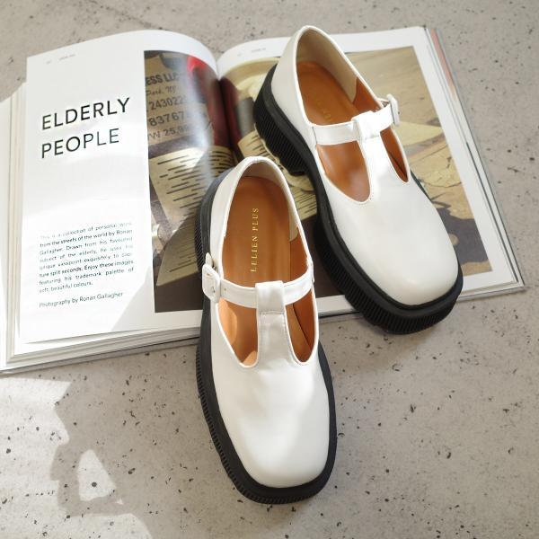 AmiAmi（アミアミ） トラックソール Tストラップ ローファー 厚底