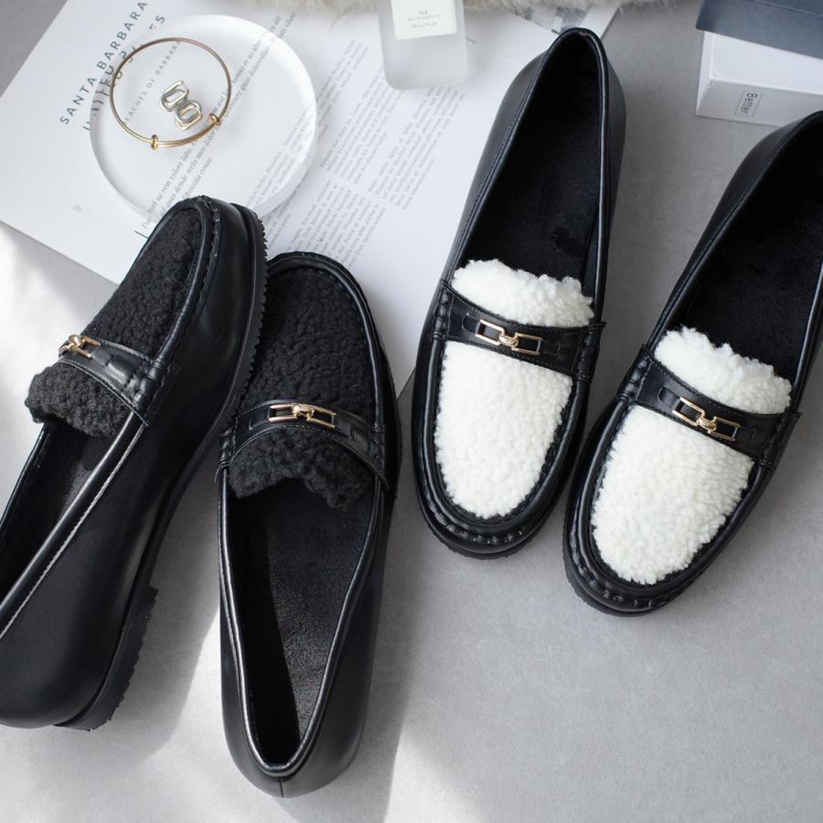 AmiAmi ローファー ボア ファー レディース ローヒール 歩きやすい