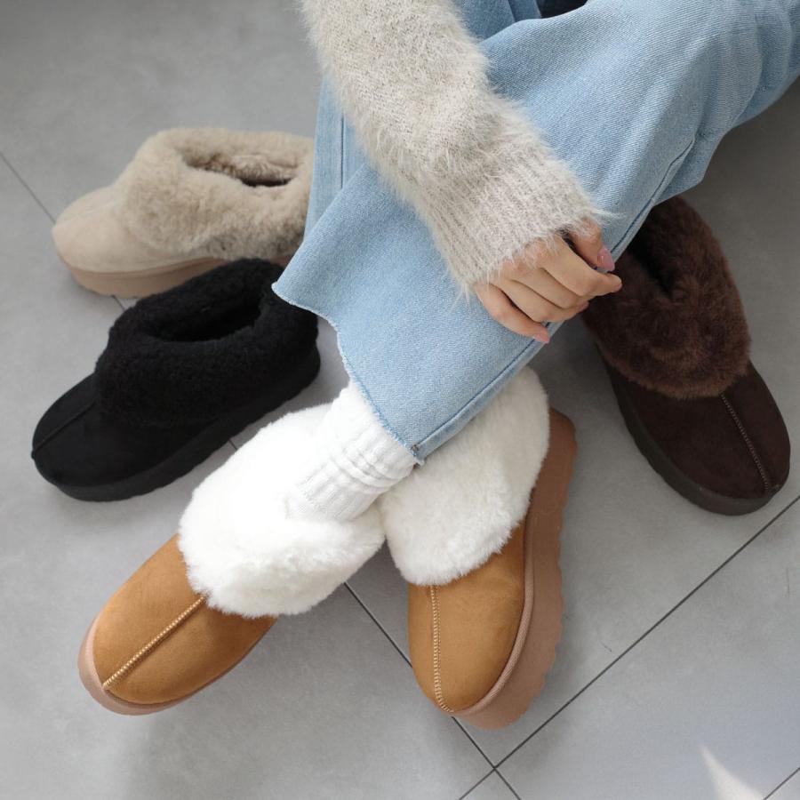 AmiAmi（アミアミ） ムートンブーツ レディース 厚底 サボ ボア ファー