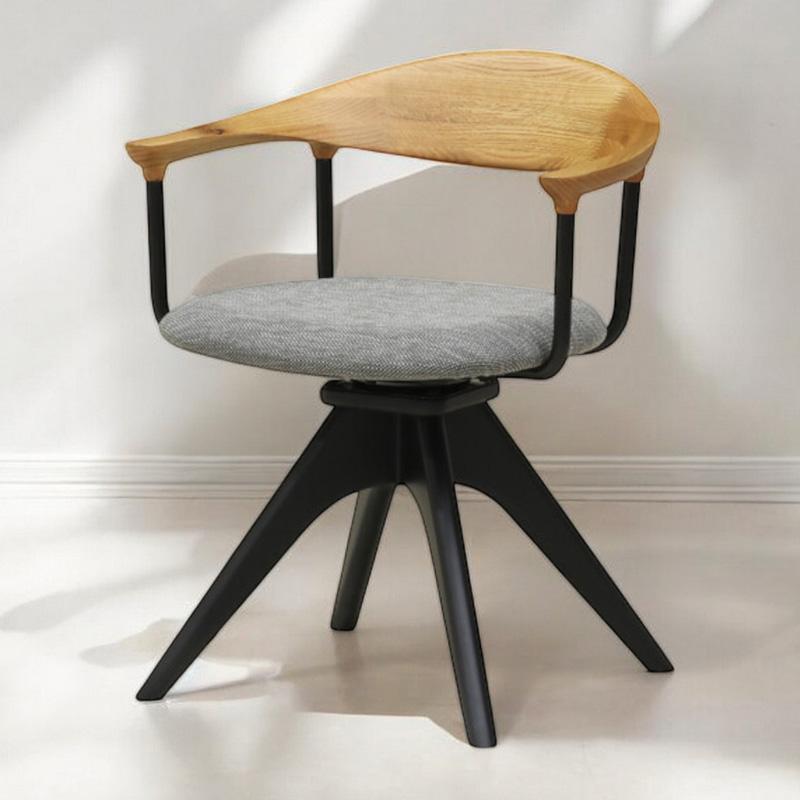 ダイニングチェア 回転椅子 木製 肘置き オーク 無垢材 合成皮革