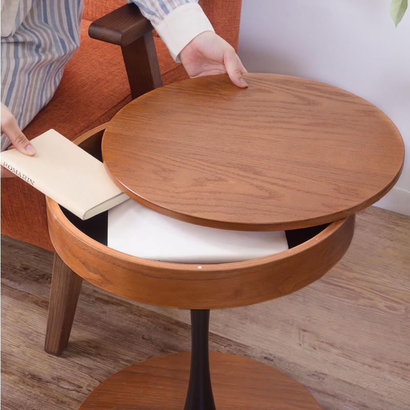サイドテーブル おしゃれ 北欧 丸 収納付き 木製テーブル