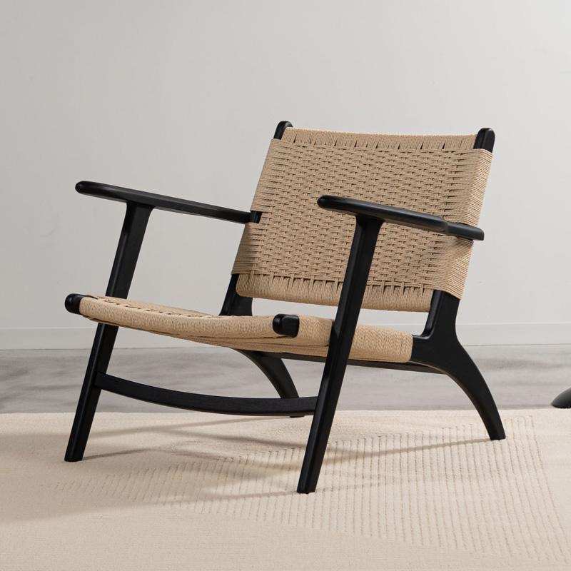 パーソナルチェア ペーパーコード オーク無垢 北欧 一人掛け 肘置き