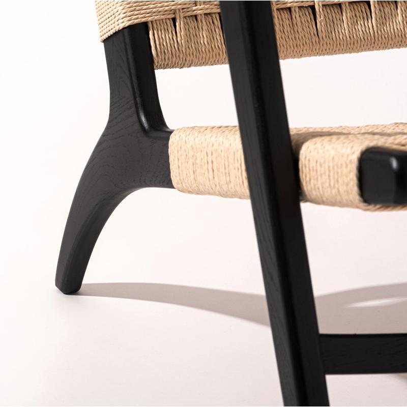 パーソナルチェア ペーパーコード オーク無垢 北欧 一人掛け 肘置き