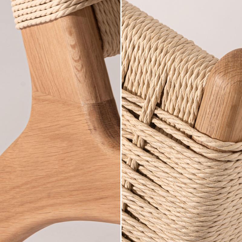 パーソナルチェア ペーパーコード オーク無垢 北欧 一人掛け 肘置き