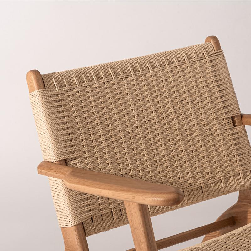 パーソナルチェア ペーパーコード オーク無垢 北欧 一人掛け 肘置き