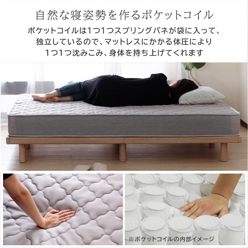 マットレス シングル 幅97cm ポケットコイル メッシュ生地 やからかめ