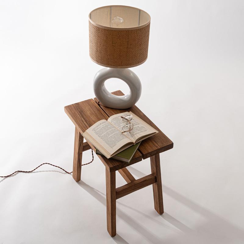 スツール チーク材 無垢材 玄関スツール 四角 ハンドメイド 木 ディ