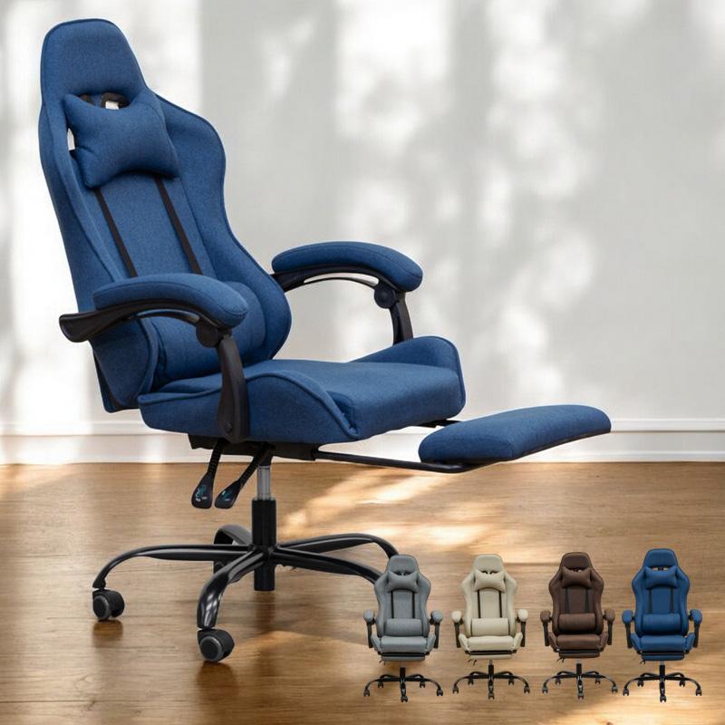 リクライニングアームチェア 青色 布地 リクライニングアームチェア 青色 布地 リクライニングアームチェア