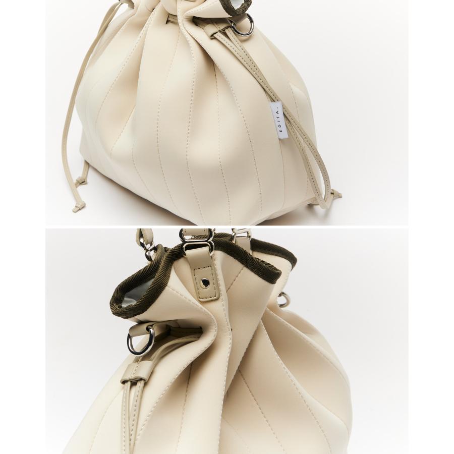 【美品】EDITAエディータ 巾着バッグ　ショルダーバッグ　2way A4対応 EDITA.（エディータ） 巾着バッグ A4対応 洗える 軽い 大容量 2way