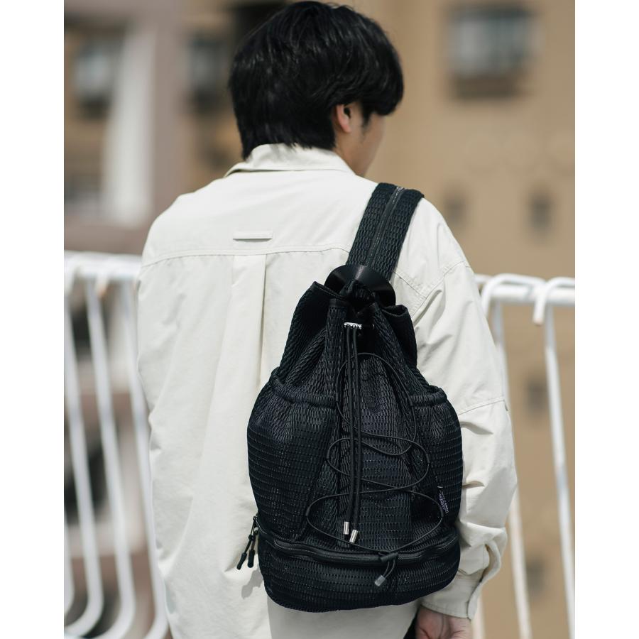 EDITA. ブラック メッシュ素材 3WAYリュック EDITA.（エディータ） リュックにもなる 2WAY 3WAY ショルダーバッグ
