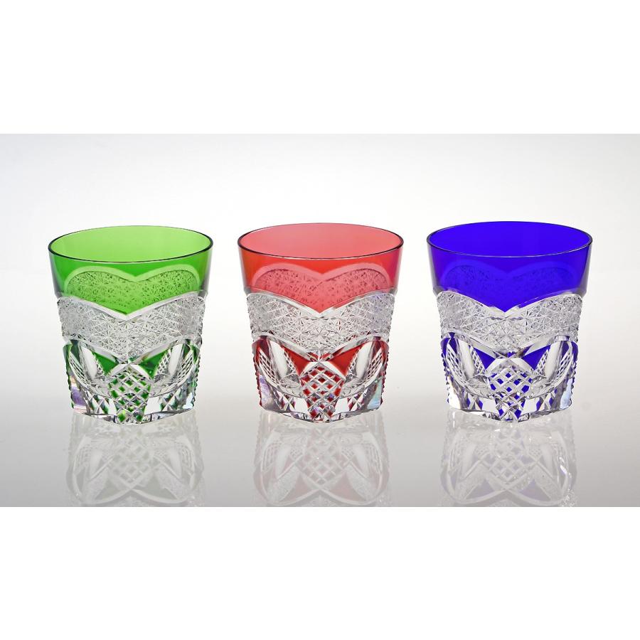 名入れ 江戸切子 ペア薄被せロックグラス・菊つなぎ紋扇子 2色セット - 瑞宝単光章受章 東京都名誉都民 瀧澤利夫