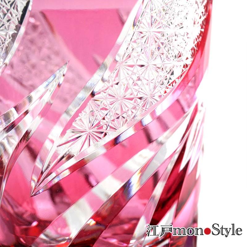 江戸切子 クリスタル グラス 焔 木箱入り 3色から選べる : 江戸