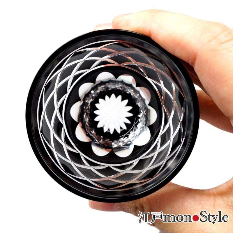 江戸切子 ぐい呑み 黒 切子 江戸矢来 木箱入り : 江戸monoStyleヤフー