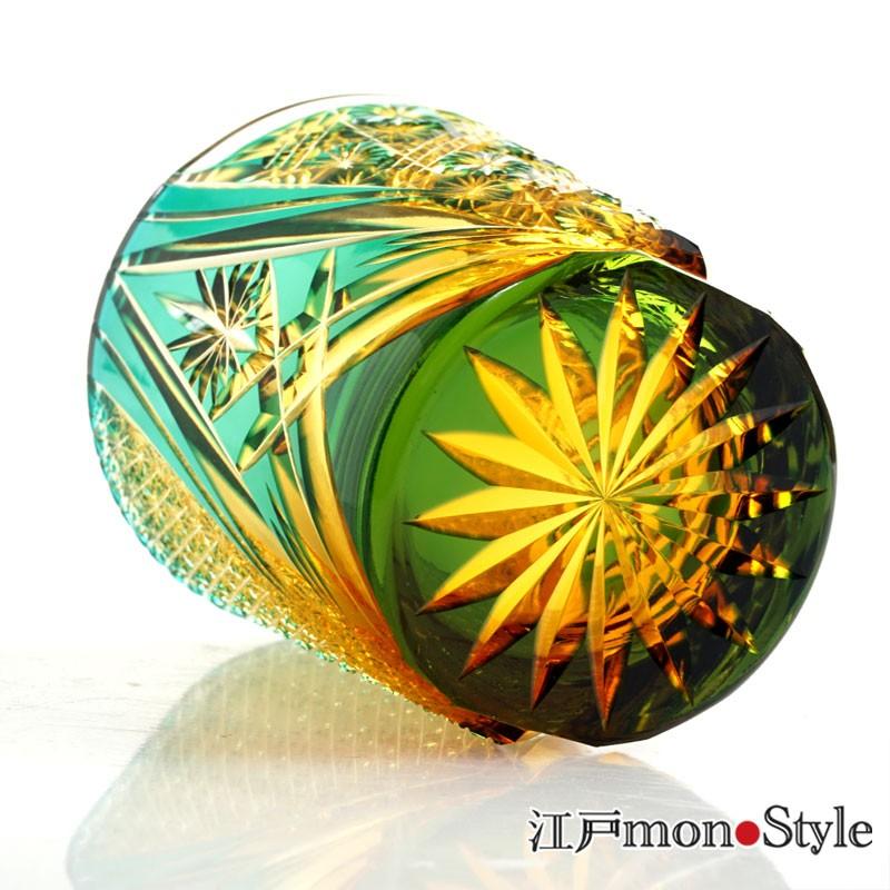 江戸切子　アンバークリスタル酒グラス（琥珀色緑）新品未使用 江戸切子 アンバークリスタルワイングラス (琥珀色緑) | 江戸