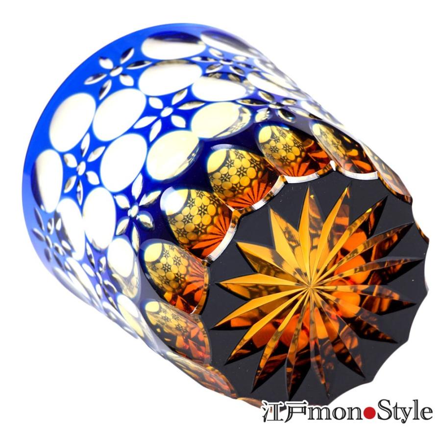 江戸切子 クリスタル グラス 万華鏡 木箱入り 瑠璃×アンバー 緑