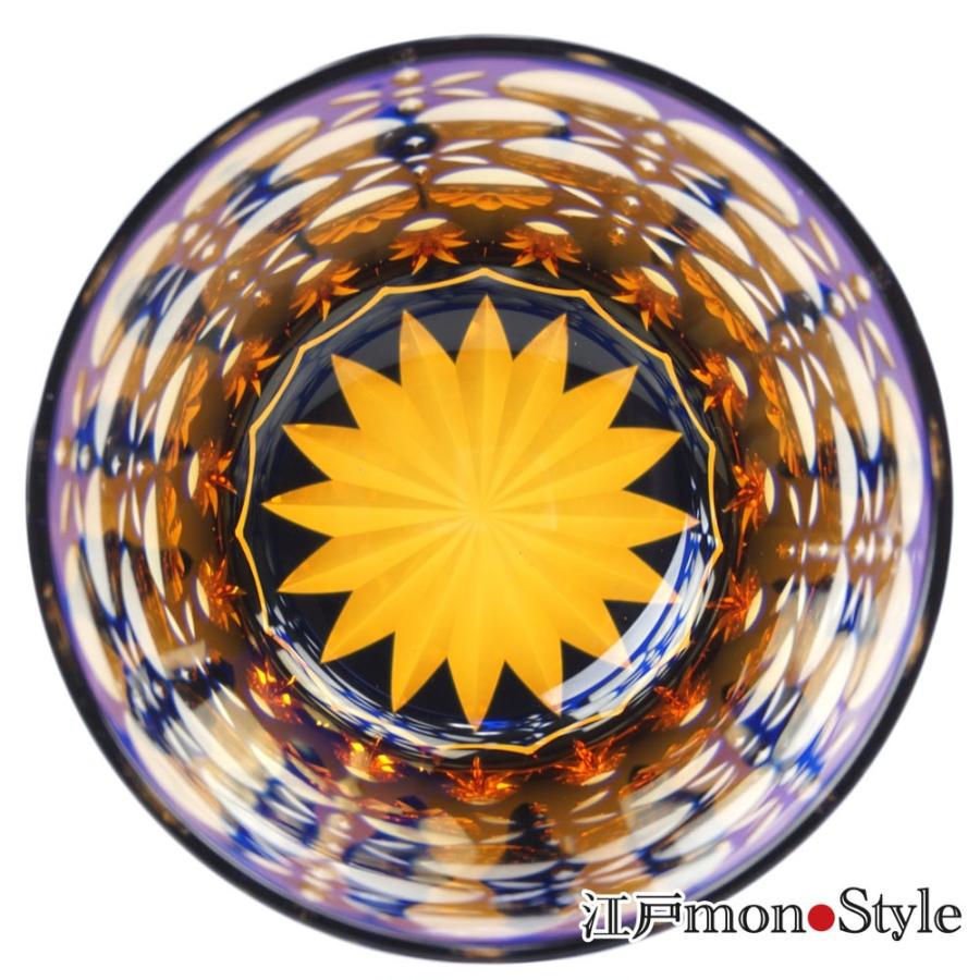 江戸切子 クリスタル グラス 万華鏡 木箱入り 瑠璃×アンバー 緑