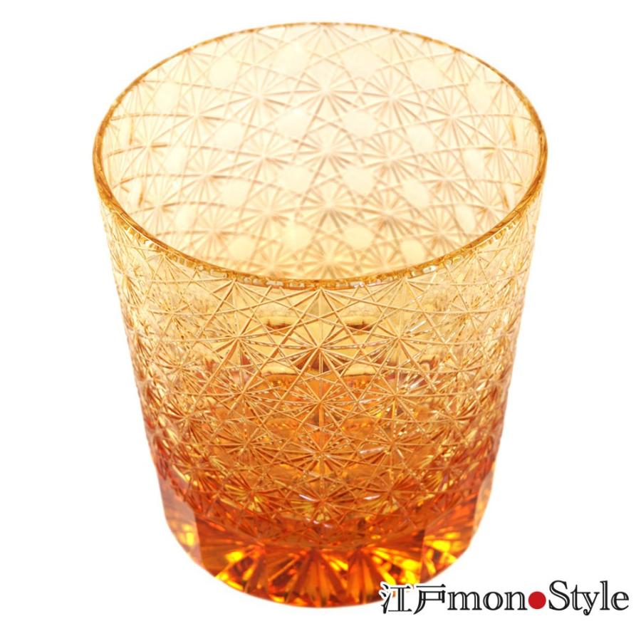 江戸切子 クリスタル グラス 縁繋ぎ 木箱入り 黒 アンバー 2色から