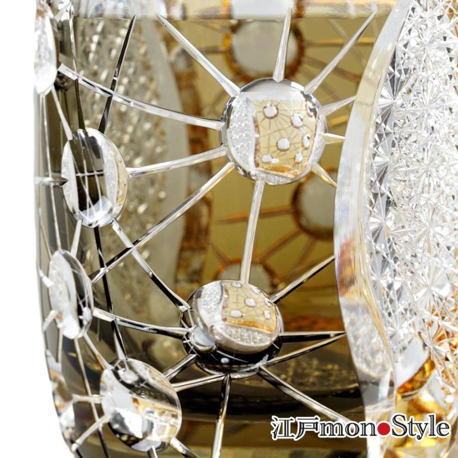 江戸切子 クリスタル グラス プラネット 二色グラス 木箱入り 黒＆黄
