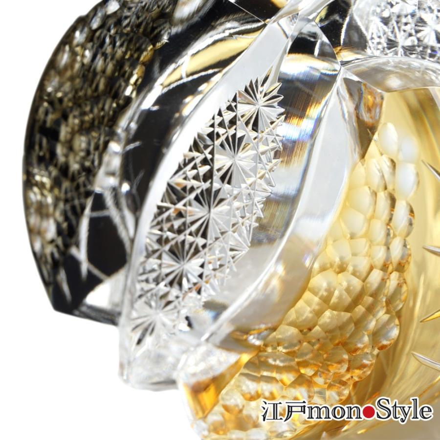 江戸切子　クリスタルガラス　深鉢　2個セット 江戸切子 クリスタル グラス プラネット 二色グラス 木箱入り 黒＆黄
