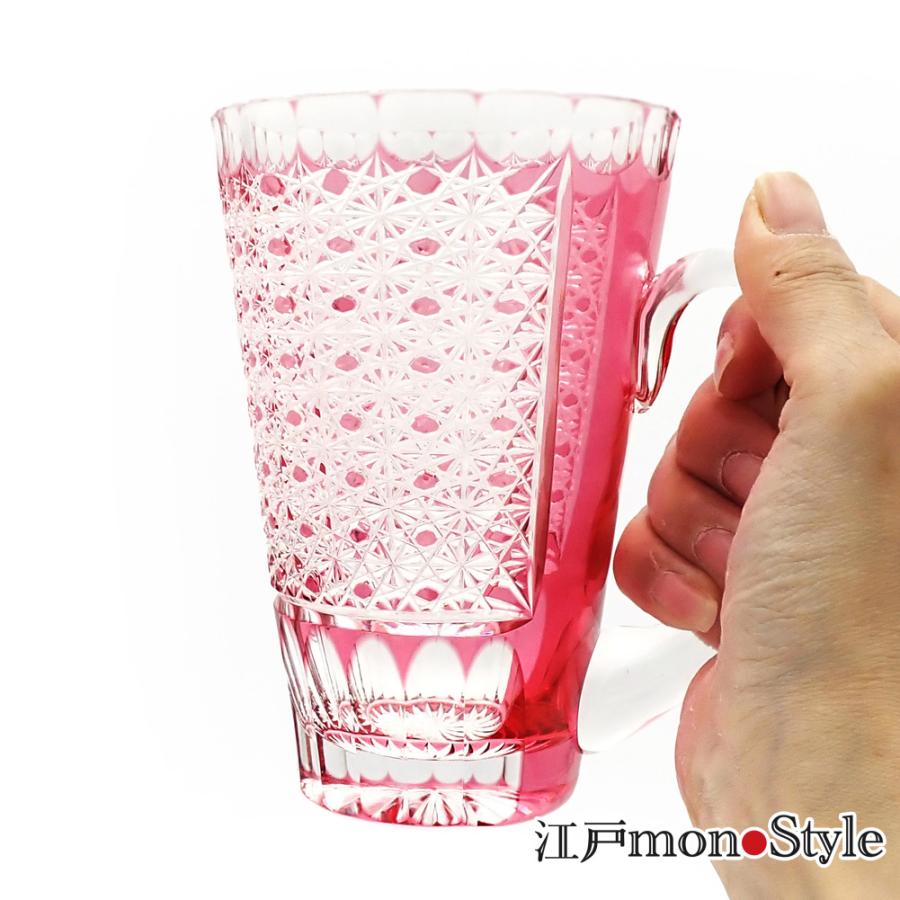 江戸切子 クリスタル ジョッキ ビール グラス フラワー ブーケ 金赤