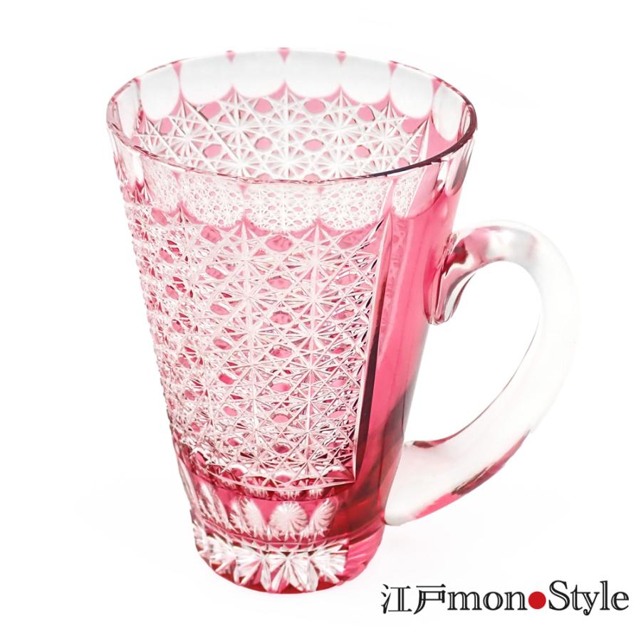 江戸切子 クリスタル ジョッキ ビール グラス フラワー ブーケ 金赤