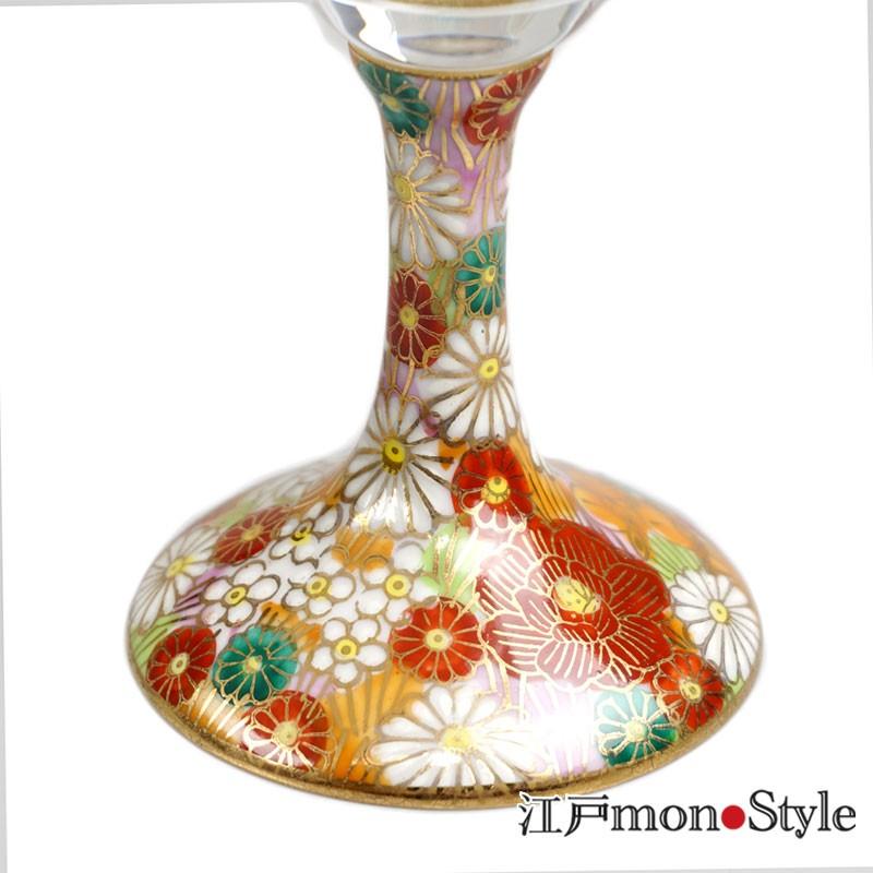 九谷和 ワイングラス 金花詰 木箱入り 九谷焼 と 江戸硝子 が