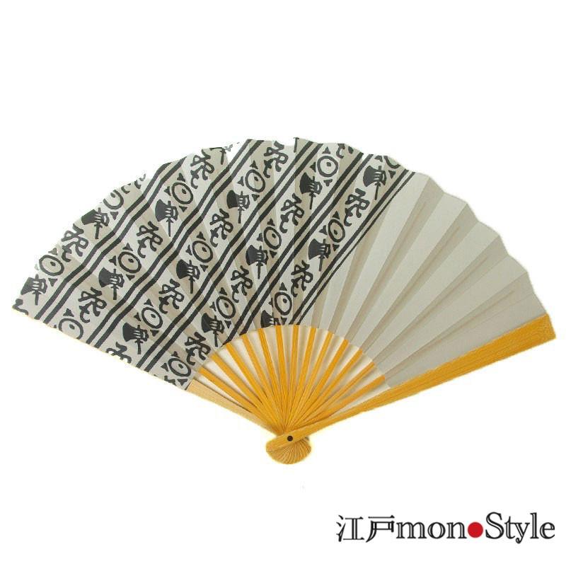 扇子 よき事聞く 男性用 メンズ 和紙 おしゃれ 和柄 歌舞伎柄 22.5cm 