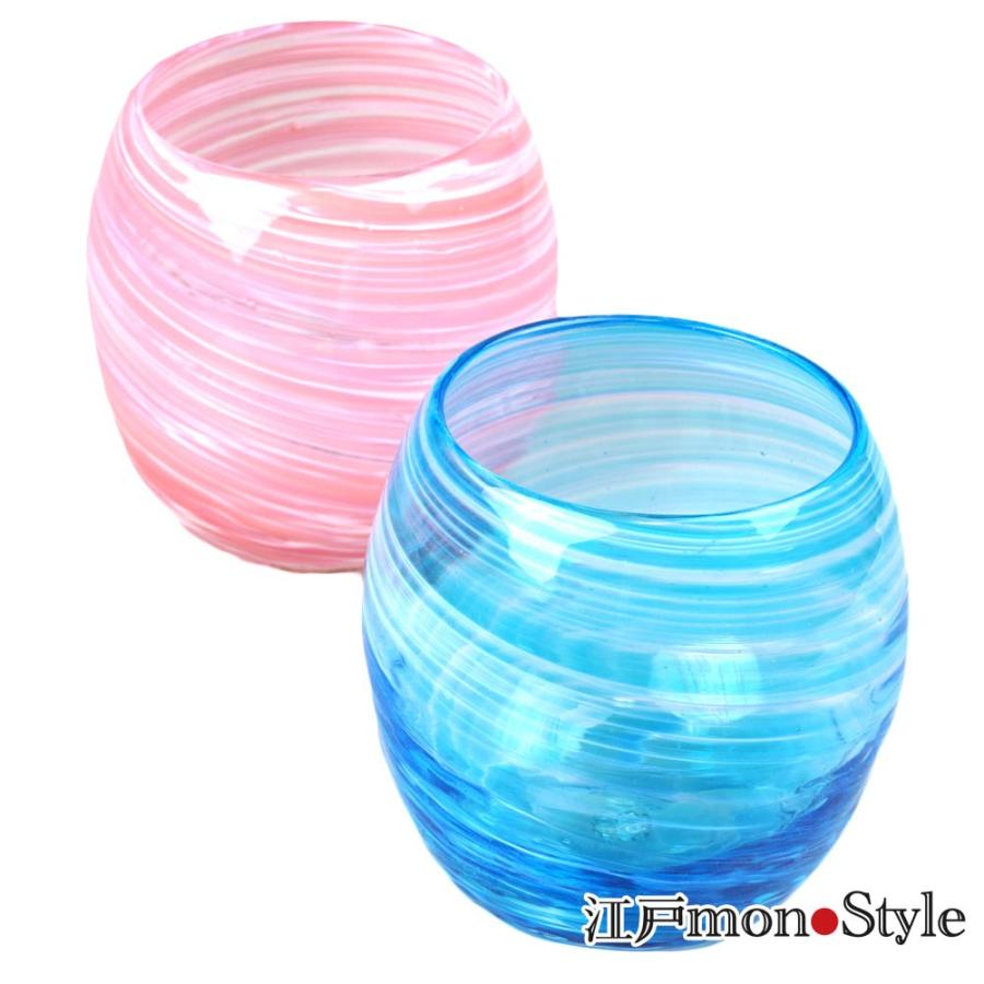 ペア 琉球ガラス 琉球グラス タルグラス 美ら海 ピンク と 水色 木箱入り｜edomono