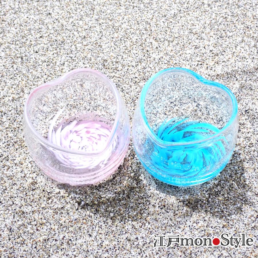 ペア 琉球ガラス 琉球グラス ハート グラス 海蛍 ピンク と