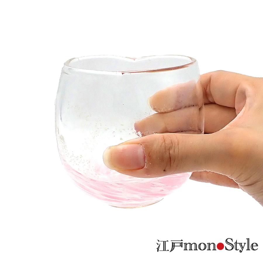 ペア 琉球ガラス 琉球グラス ハート グラス 海蛍 ピンク と ブルー 木