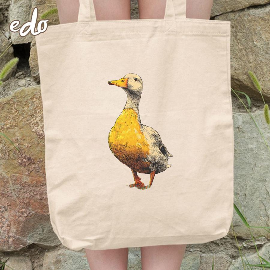 【ハンドメイド】アヒルとひよこの刺繍トートバッグ トートバック a4 帆布 軽量 アヒル サブバック : トートバッグ専門