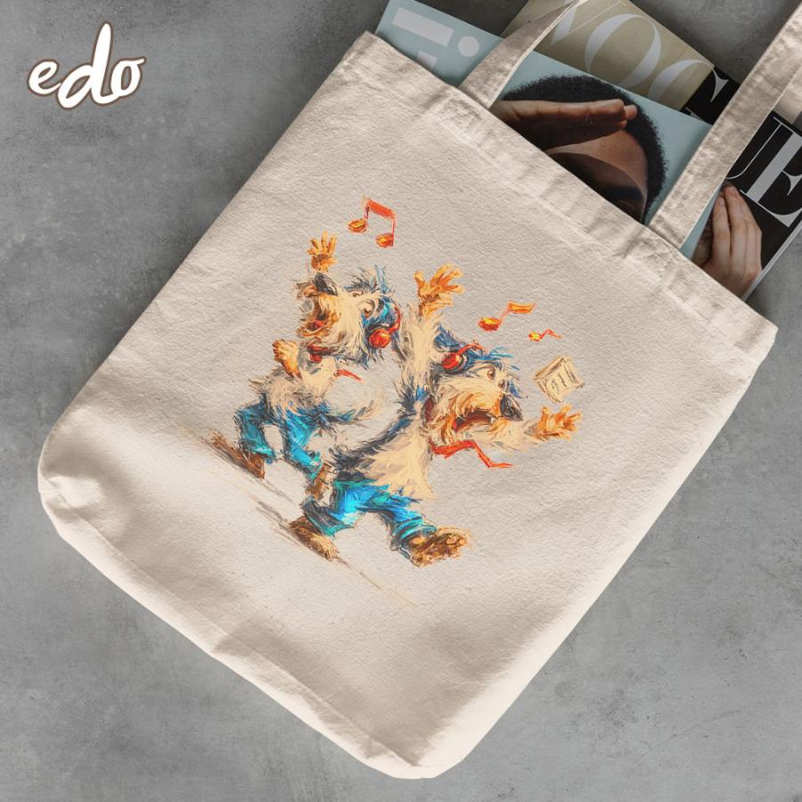 トートバッグ キャンバス レディース 一点もの 「ビアデッドコリー犬