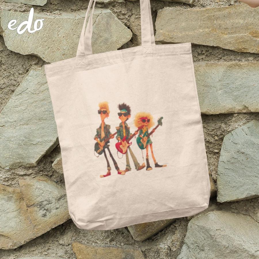トートバッグ 「3人組のロックバンド」キャンバス 帆布 a4 縦型