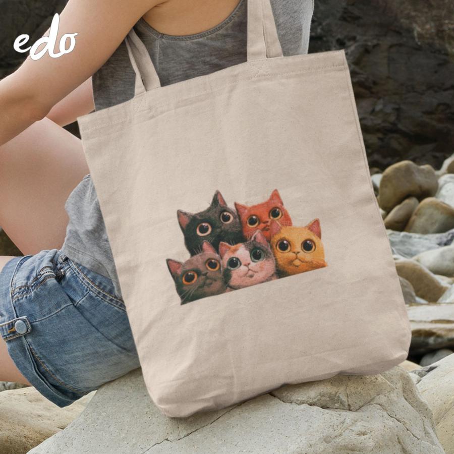 トートバッグ a4 帆布 軽量 「好奇心いっぱいの猫たち」 サブバッグ