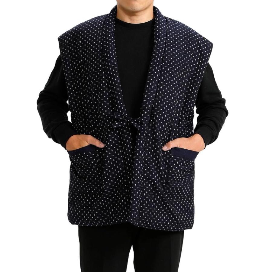 江戸てん 綿入れ半纏 はんてん ちゃんちゃんこ 日本製 久留米織り 紺 フリー 袖なし Hntmtnn 江戸てん 通販 Yahoo ショッピング