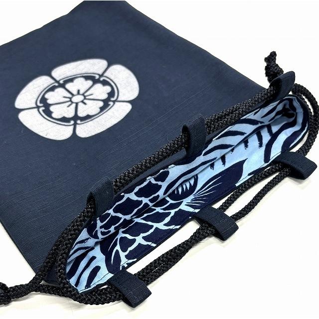 江戸てん]信玄袋 合切袋 家紋 日本製ドビー織り 抜染柄入り 綿100