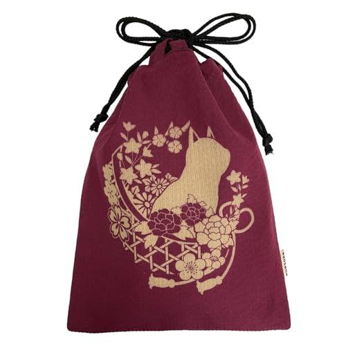 江戸てん] 訳あり 信玄袋 猫柄抜染柄入り 合切袋 合財袋 綿100％ しじ