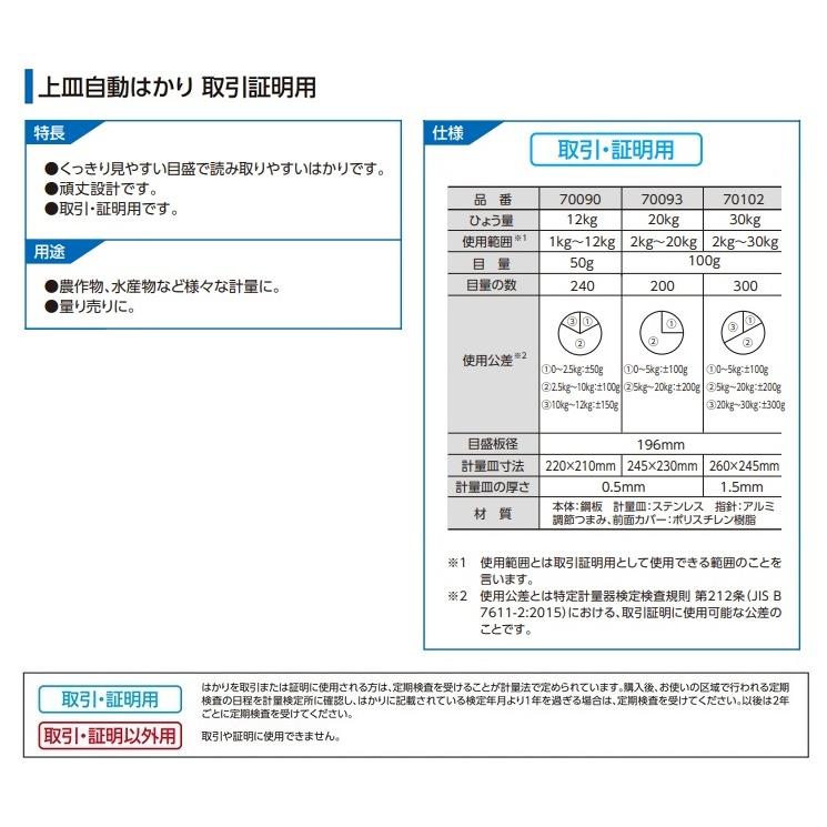 シンワ測定 70102 上皿自動はかり 30kg 取引証明用 農作物 シンワ測定 70102 上皿自動はかり 30kg 取引証明用 農作物