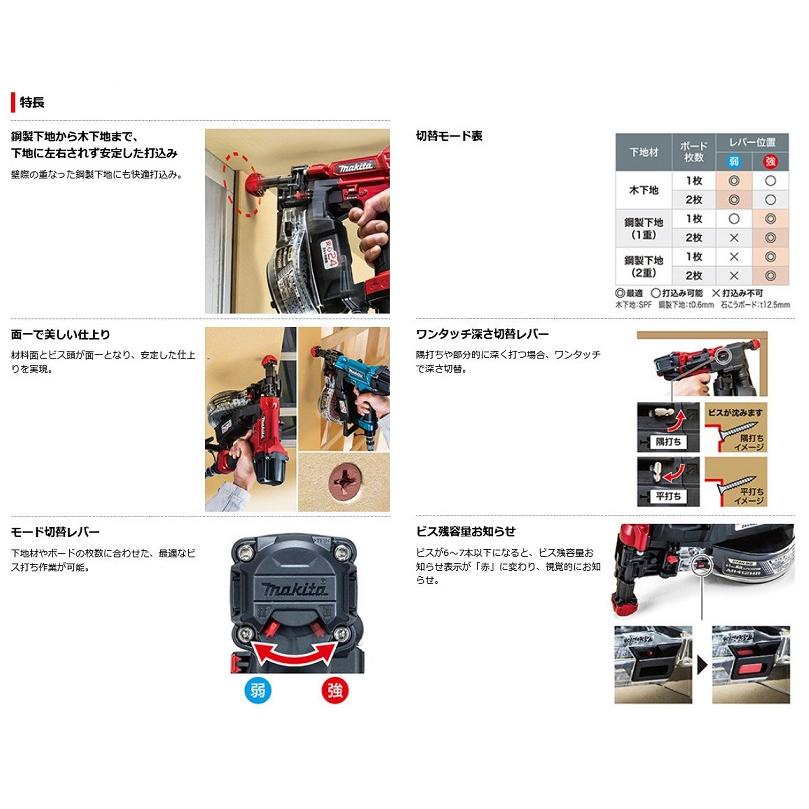 マキタ AR412HR 41mm高圧エアビス打ち機 赤 横型マガジン採用 鋼 マキタ AR412HR 41mm高圧エアビス打ち機 赤 横型マガジン採用 鋼