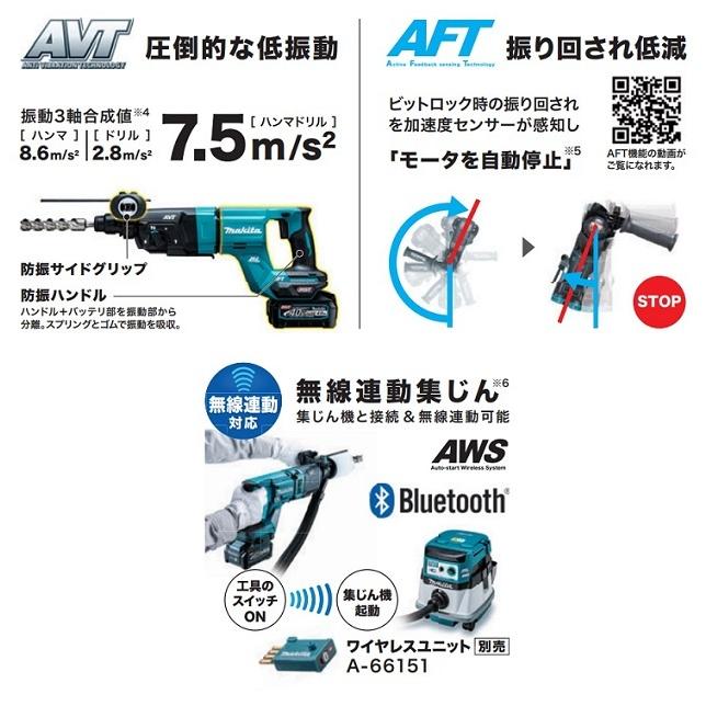 マキタ HR007GZK 40Vmax-28mm 充電式ハンマドリル Dハンドル仕様 マキタ HR007GZK 40Vmax-28mm 充電式ハンマドリル Dハンドル仕様