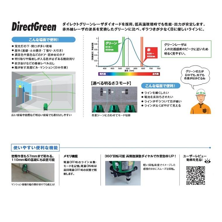 マックス（MAX） LA-502DG ダイレクトグリーン レーザー墨出器 矩十字+