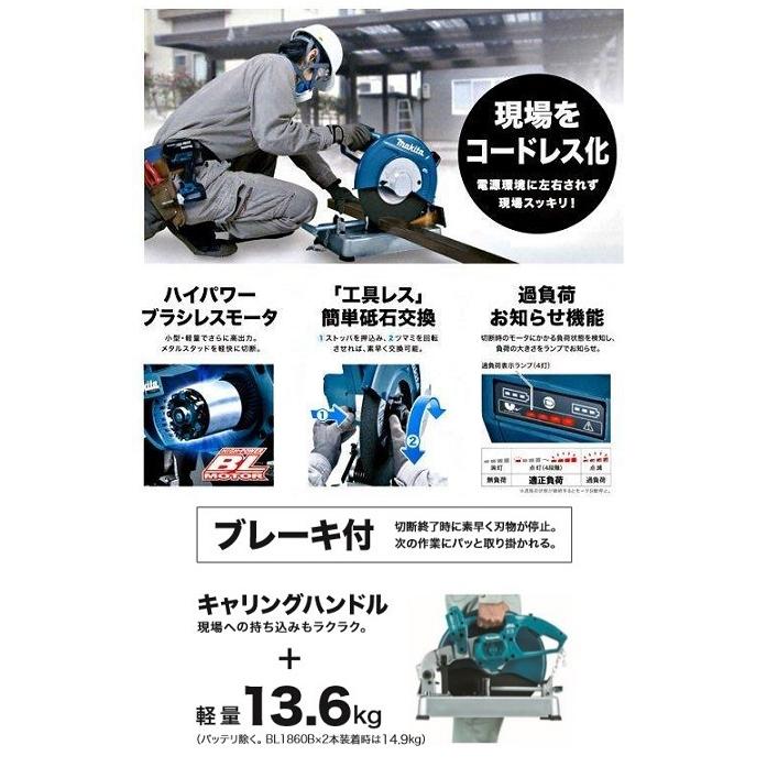 マキタ LW141DZ+BL1860Bx2+DC18RD 18X2=36V 355mm充電式切断機+ マキタ LW141DZ+BL1860Bx2+DC18RD 18X2=36V 355mm充電式切断機+