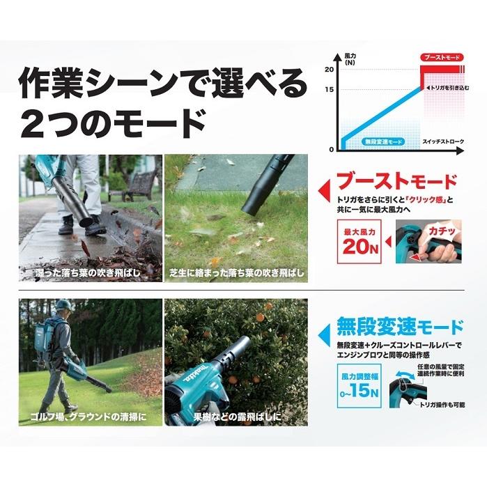 マキタ MUB001CZ+PDC1200 40Vmax 充電式ブロア+ポータブル電源 最大風量:17.6m3/min 最大風速:70m/s パワフル・長時間駆動 新品 代引不可｜edougukann｜02